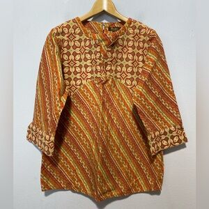 Danar Hadi Women’s Large 3/4 Sleeve  Geometric Print Top